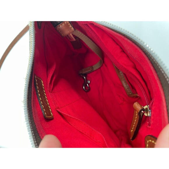 Dooney & Bourke Womens Pouchette Nylon Crossbody Bag Purse Gray Leather Brown - Picture 16 of 16